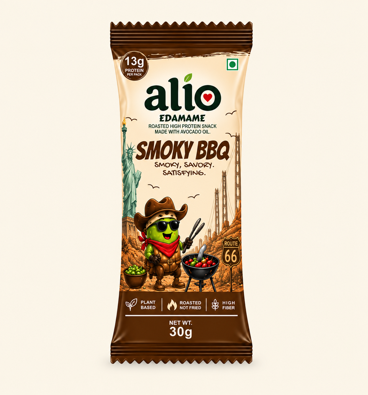 ALIO High Protein Roasted Edamame - Smoky BBQ (30gm)