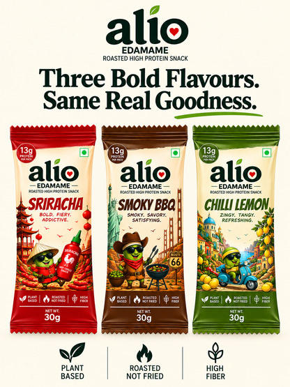 ALIO High Protein Roasted Edamame - Pack of 3 flavours ( 30 gm )