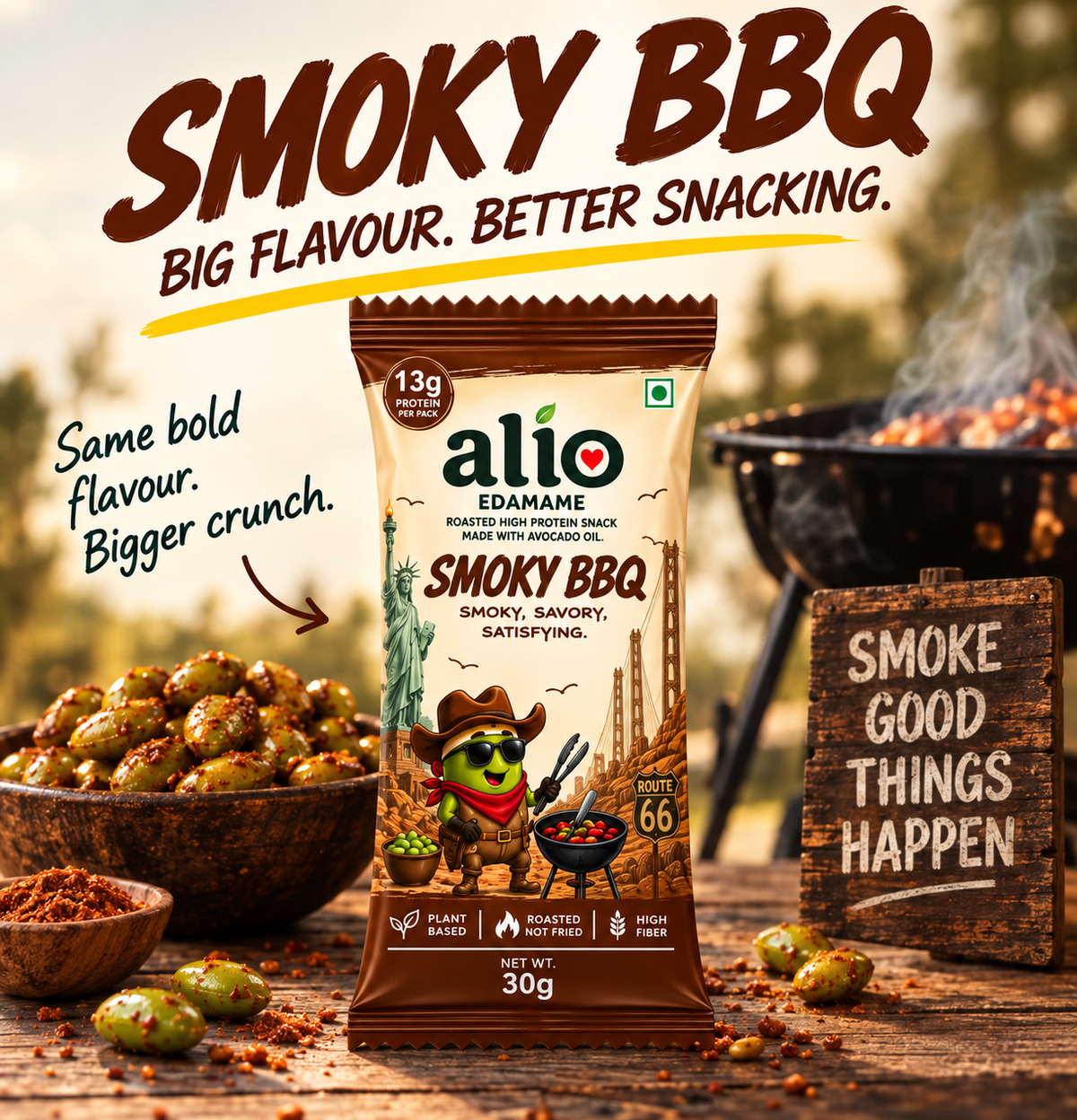 ALIO High Protein Roasted Edamame - Smoky BBQ (30gm)