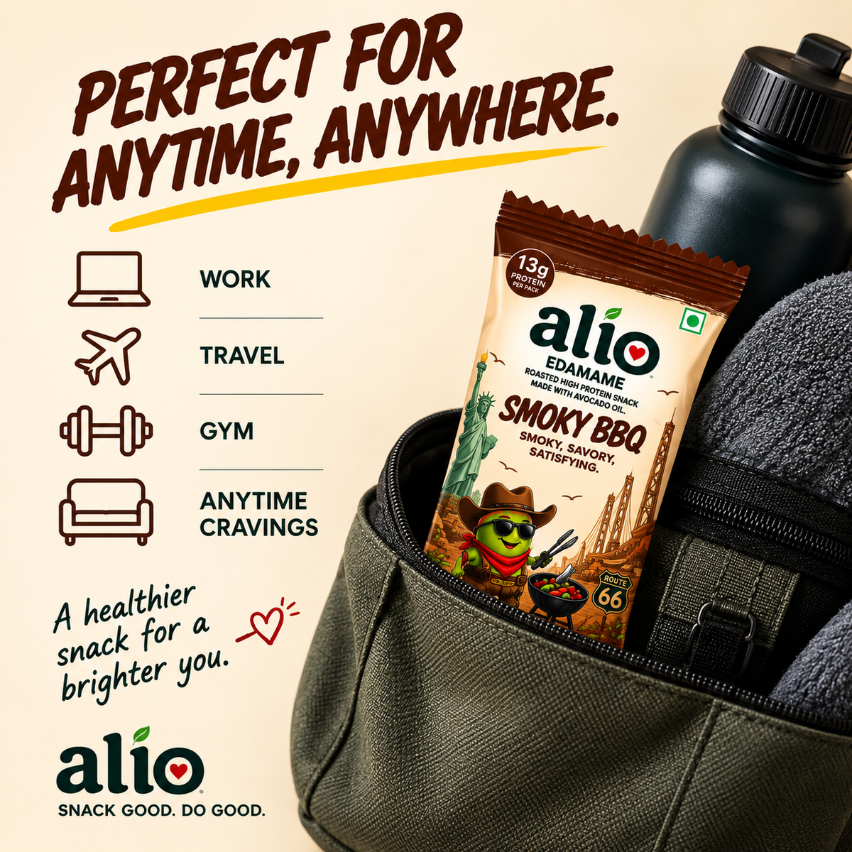 ALIO High Protein Roasted Edamame - Smoky BBQ (30gm)