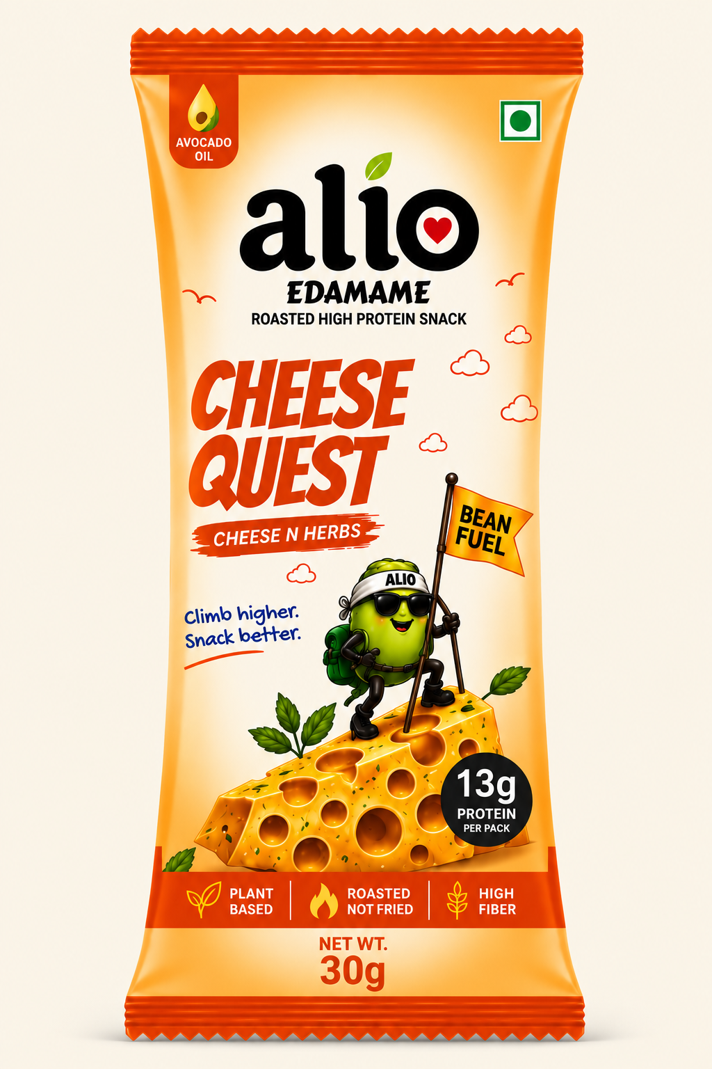 ALIO High Protein Roasted Edamame - Cheese & Herbs (30gm)