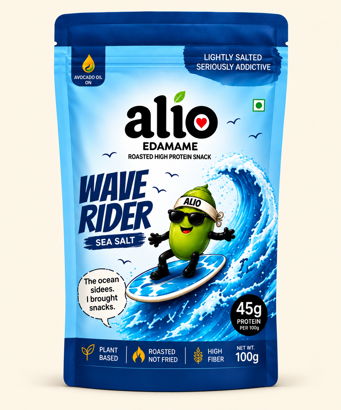 ALIO High Protein Roasted Edamame - Sea Salt (100gm)