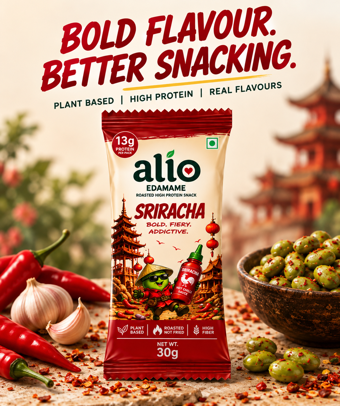 ALIO High Protein Roasted Edamame - Sriracha (30 gm)