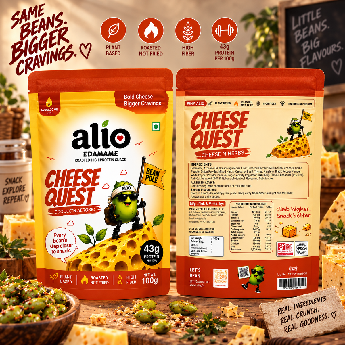 ALIO High Protein Roasted Edamame - Cheese & Herbs (100 gm)