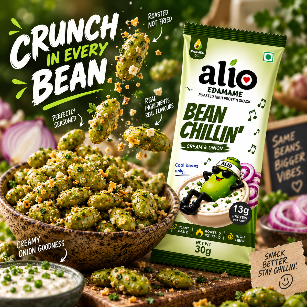 ALIO High Protein Roasted Edamame - Cream & Onion (30gm)