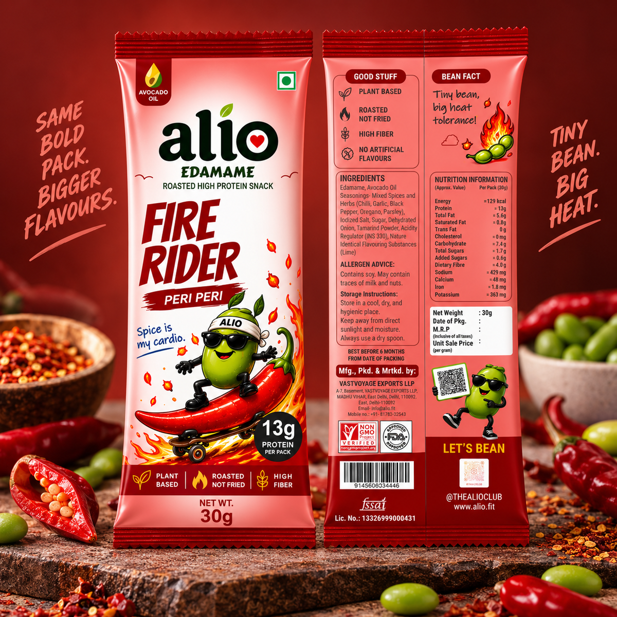 ALIO High Protein Roasted Edamame - Peri Peri (30gm)