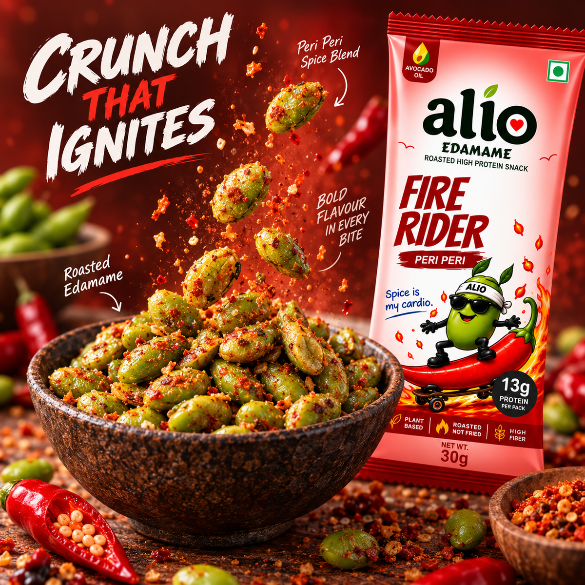 ALIO High Protein Roasted Edamame - Peri Peri (30gm)