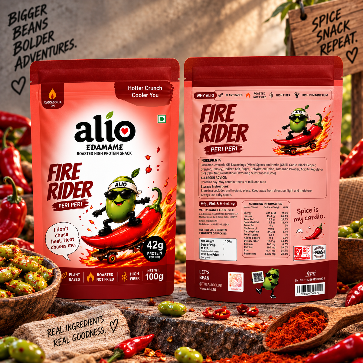 ALIO High Protein Roasted Edamame - Peri Peri (100gm)