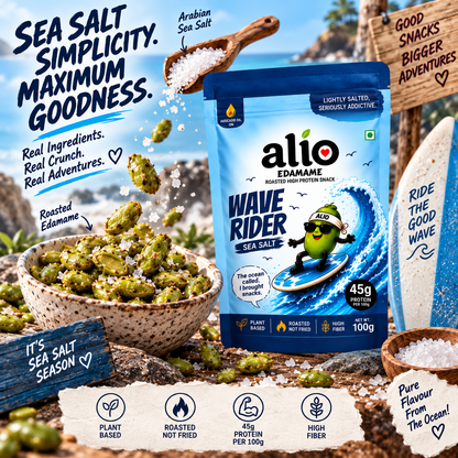 ALIO High Protein Roasted Edamame - Sea Salt (100gm)