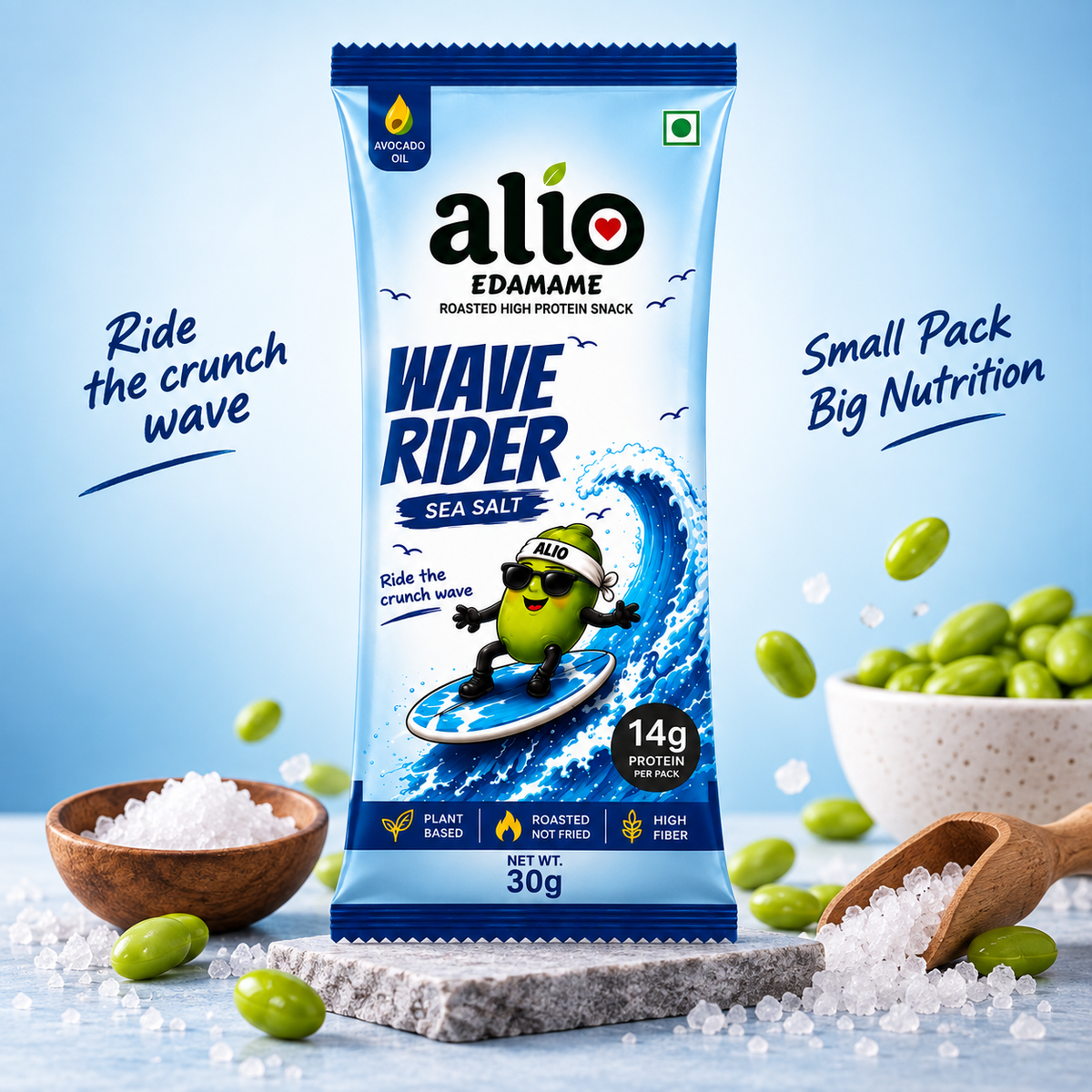 ALIO High Protein Roasted Edamame - Sea Salt (30gm)