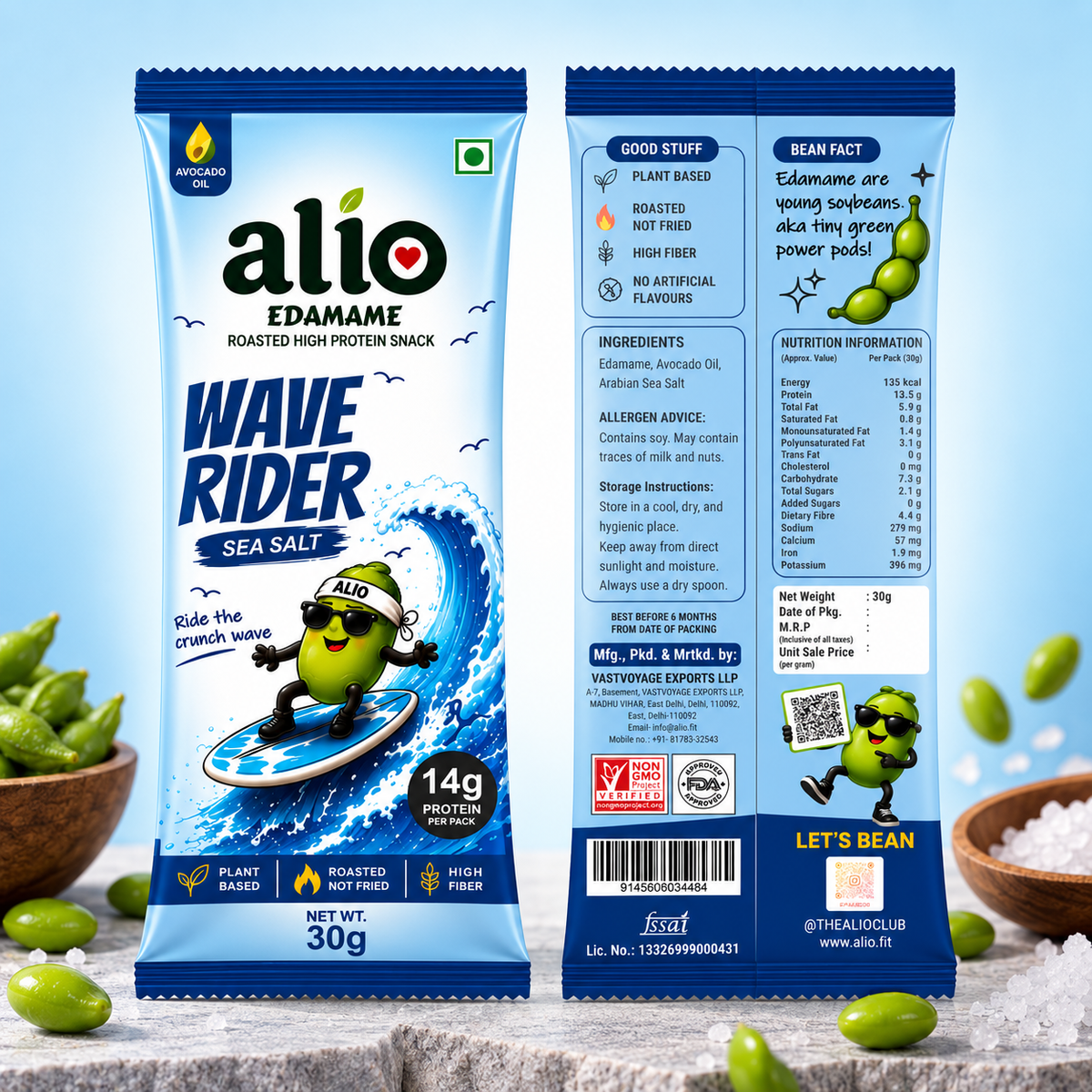 ALIO High Protein Roasted Edamame - Sea Salt (30gm)