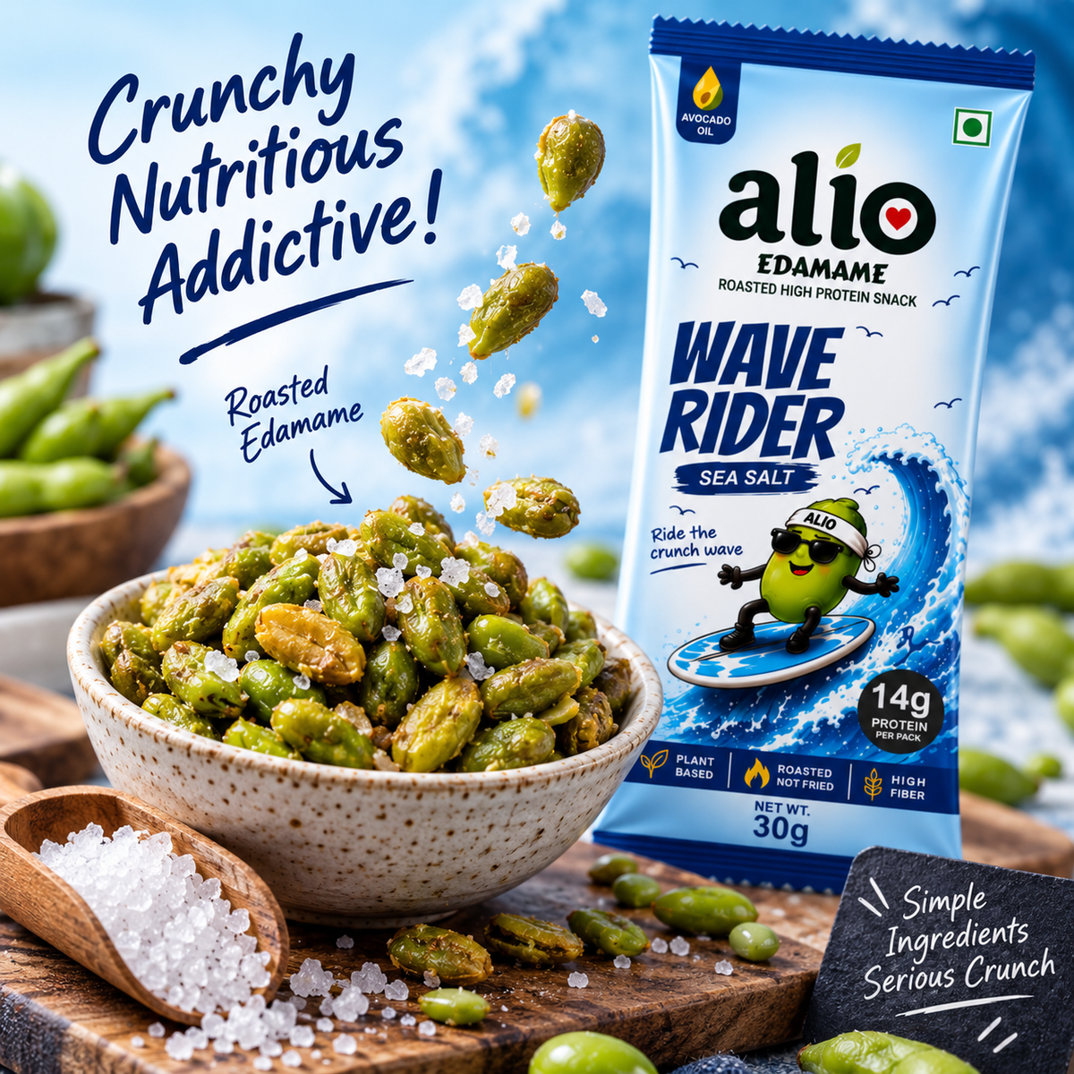 ALIO High Protein Roasted Edamame - Sea Salt (30gm)