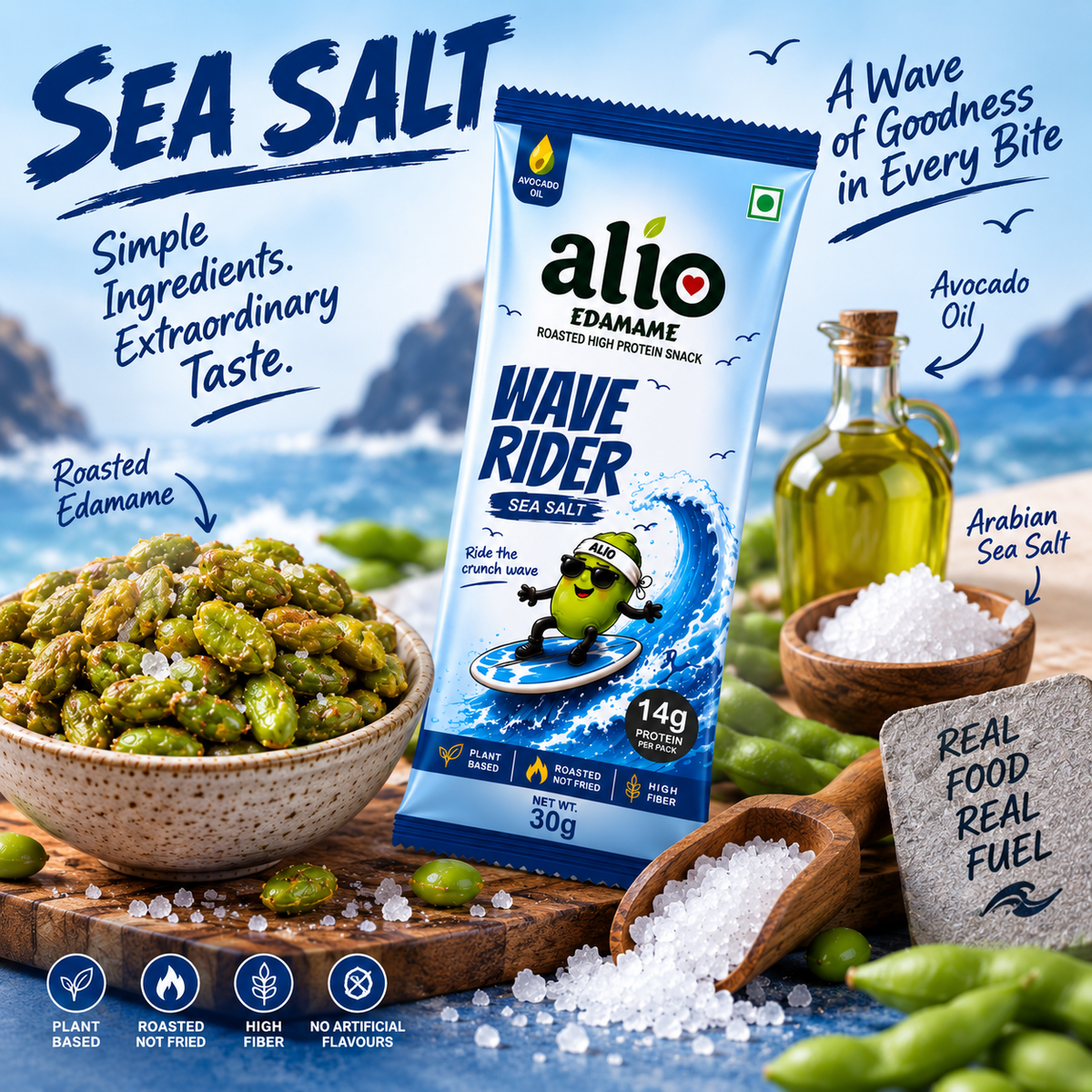 ALIO High Protein Roasted Edamame - Sea Salt (30gm)